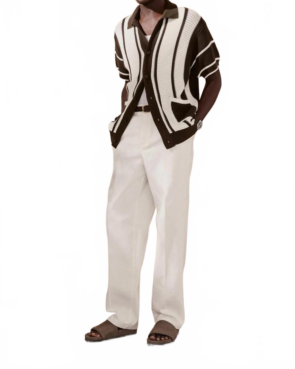 NEW FRESCOBAL CARIOCA fabricio short sleeve crochet cardigan in seawood